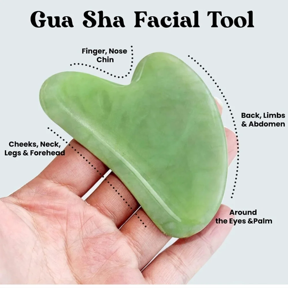 Gua Sha Facial Tool & Jade Roller Set for Skin Care